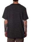 STRIPED POCKET TEE - BLACK/WHITE