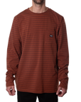 STRIPED POCKET L/S TEE - RUST/BLACK