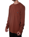 STRIPED POCKET L/S TEE - RUST/BLACK