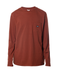 STRIPED POCKET L/S TEE - RUST/BLACK