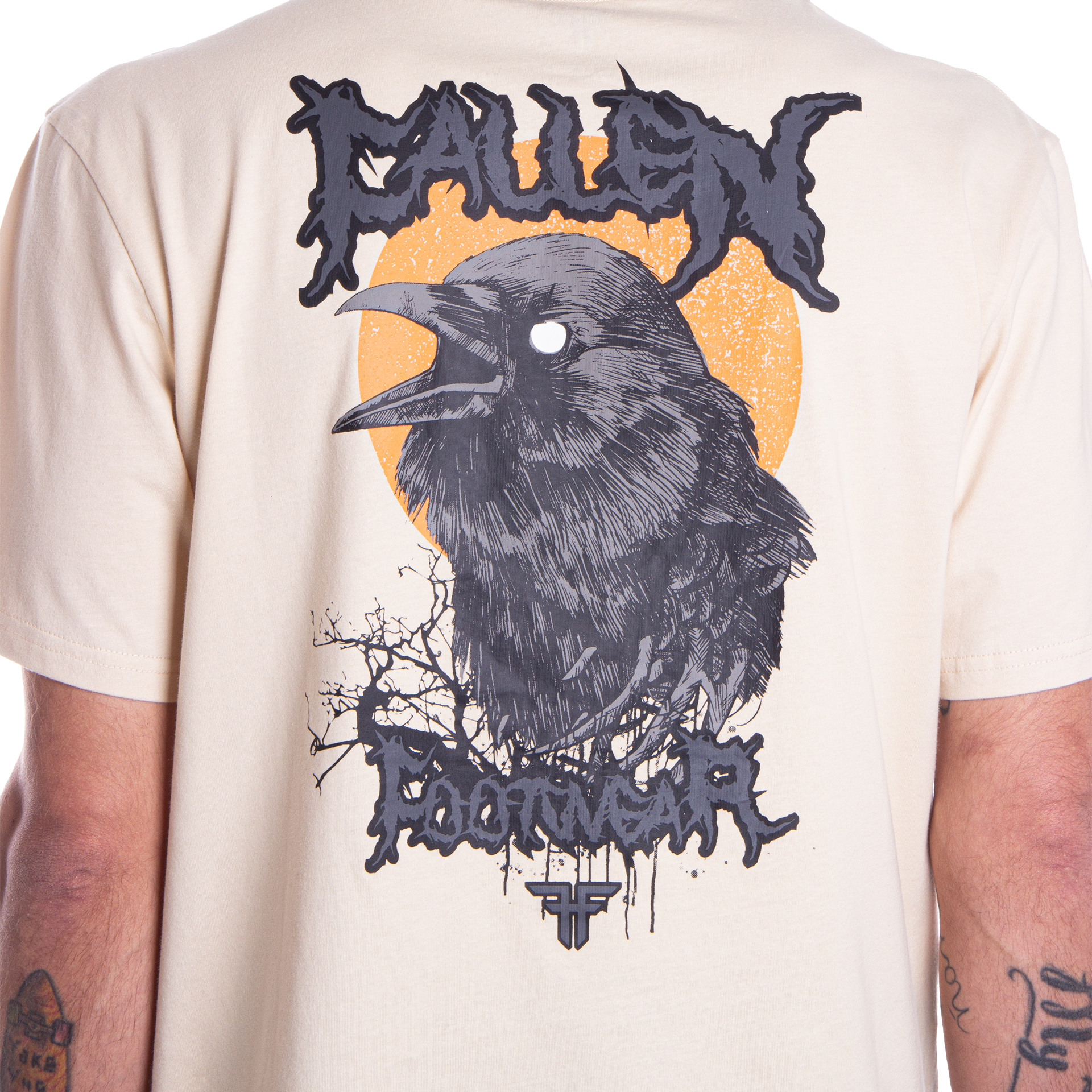 DARK RAVEN TEE - IVORY/ORANGE