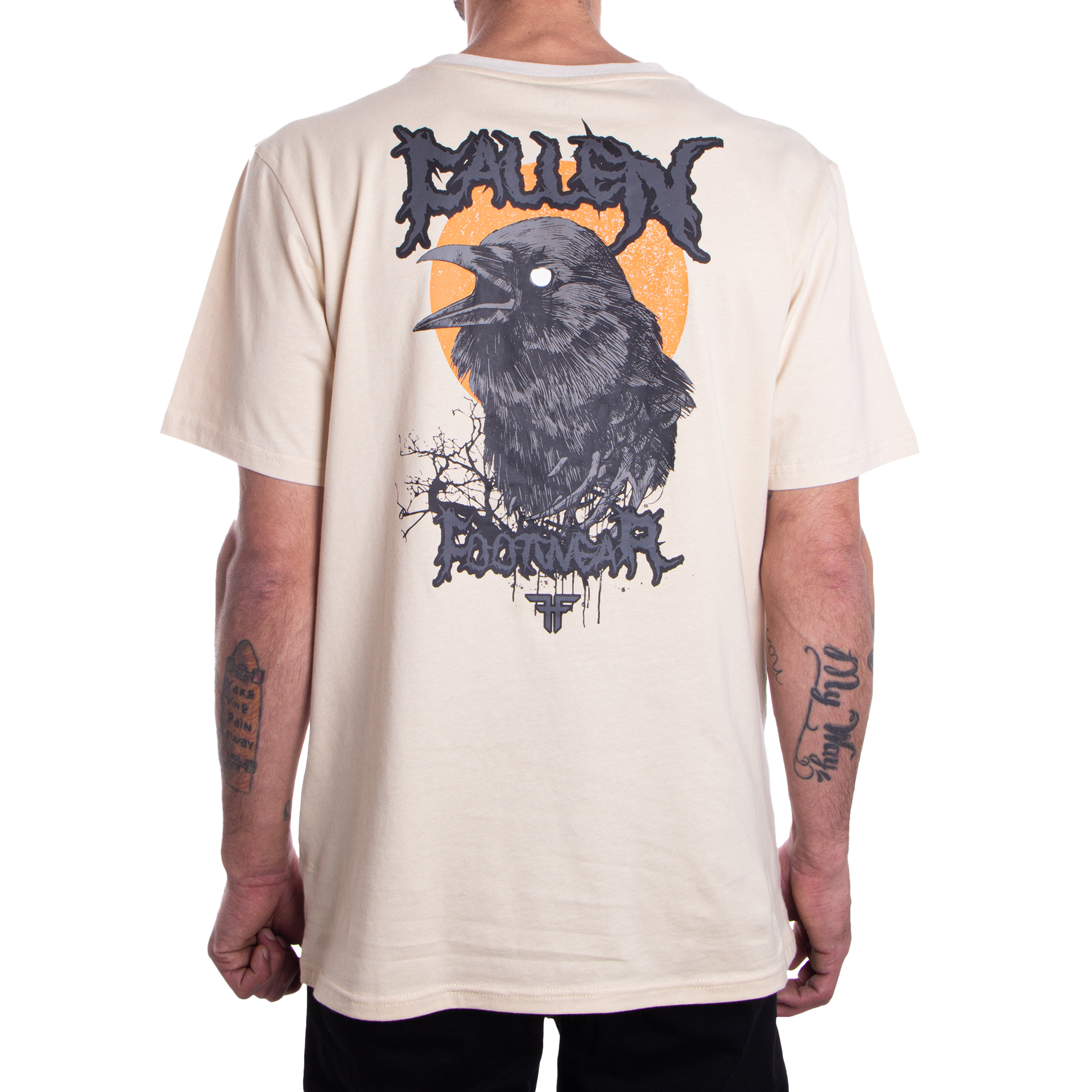 DARK RAVEN TEE - IVORY/ORANGE