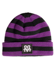 BAM STRIPED BEANIE - PURPLE/BLACK