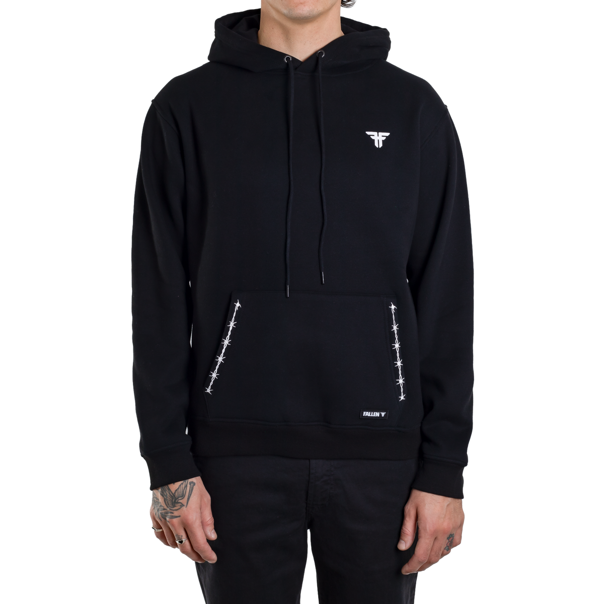 BARBED BONES HOODIE - BLACK/WHITE
