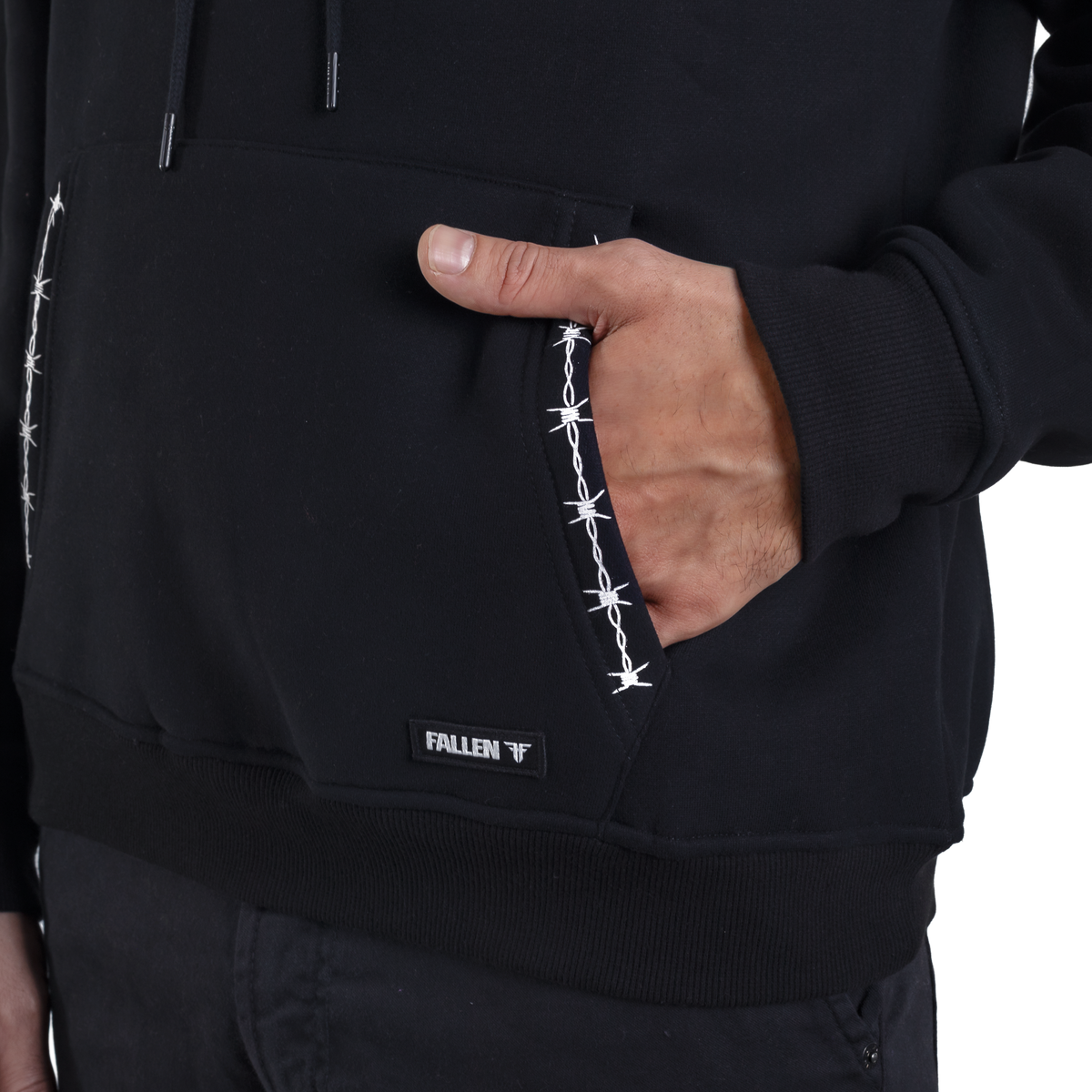 BARBED BONES HOODIE - BLACK/WHITE