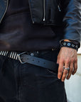 RIVET LOGO CUFF BRACELET - BLACK/SILVER